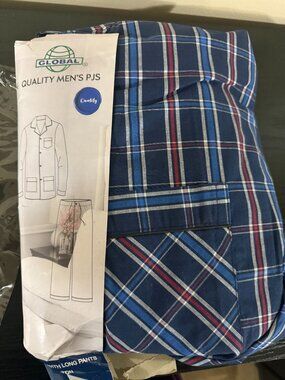 NWT Men's Plaid PJs - Long Sleeve Button Up Shirt with Pants - Sz XL